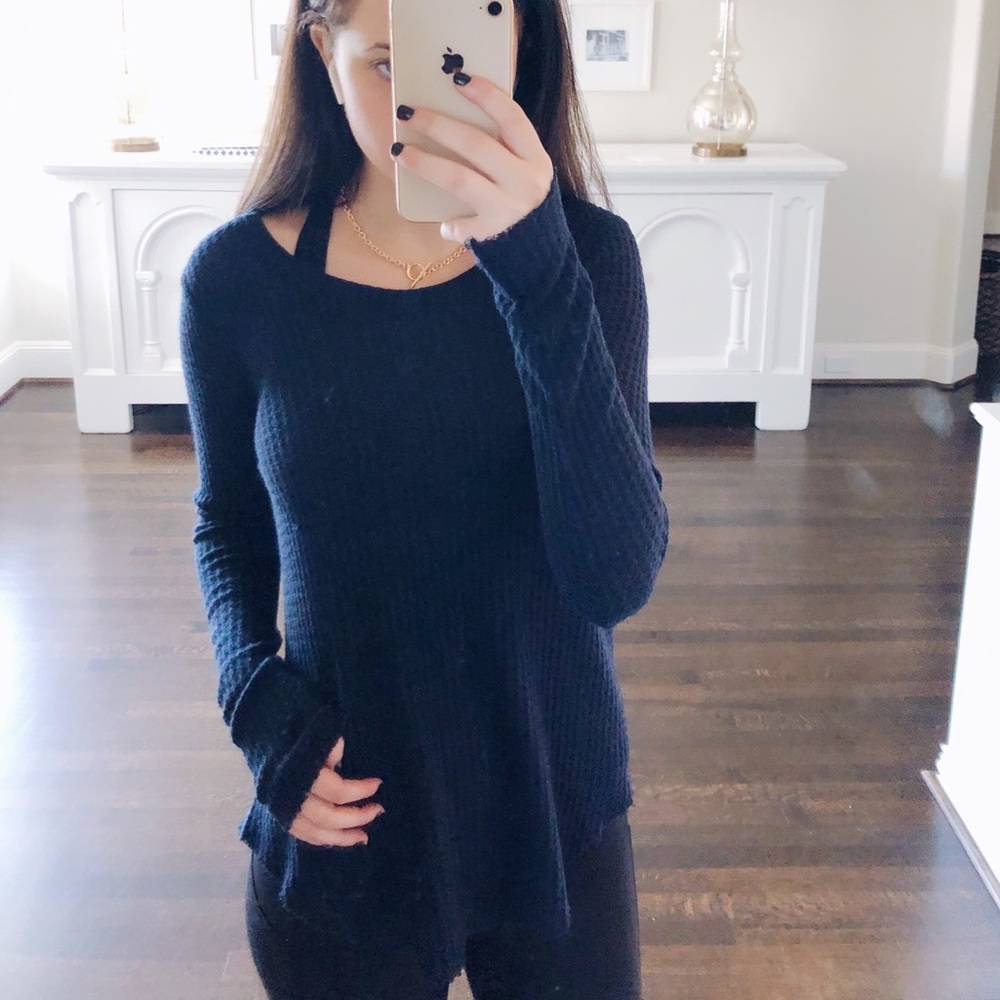 Navy Truly Madly Deeply Waffle Knit Sweater
